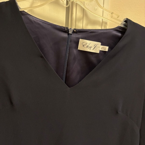 Gorgeous Eliza J Bell Sheer Sleeves VNeck Dark Blue Short Dress Size 2 - Picture 6 of 6